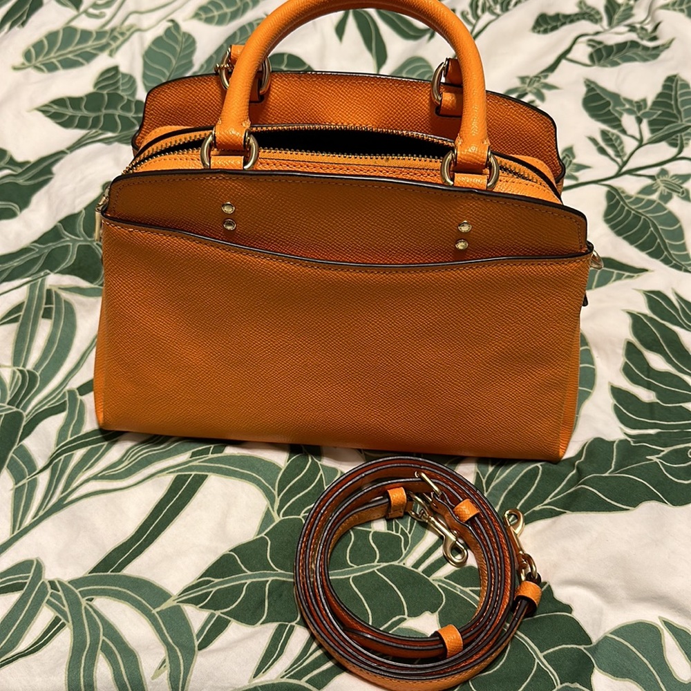 Used Orange Coach Mini Bag w/ Strap and Matching Wallet - Picture 11 of 16